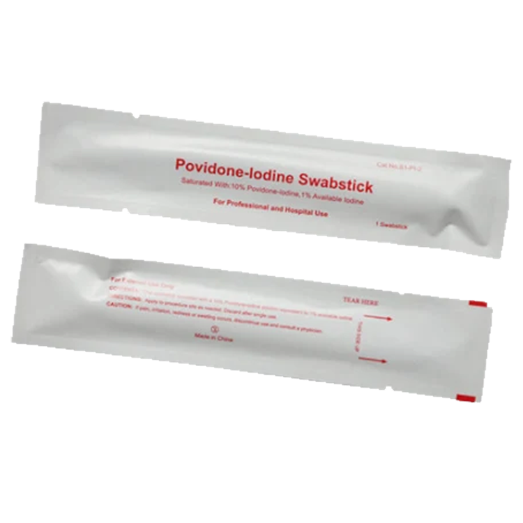 Disposable medical antiseptic povidone iodine swabstick