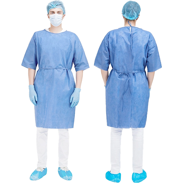 Disposable short sleeve non woven patient gown