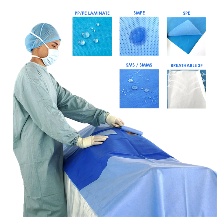 SMPE SMSPE nonwoven laminated medical drape fabric