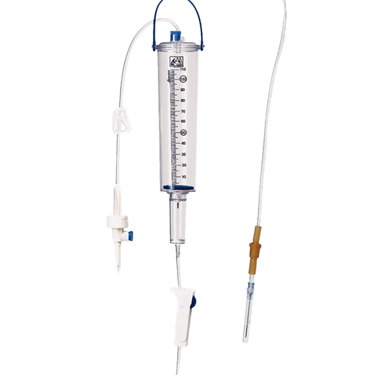 Pediatric volume set with filter and needle
